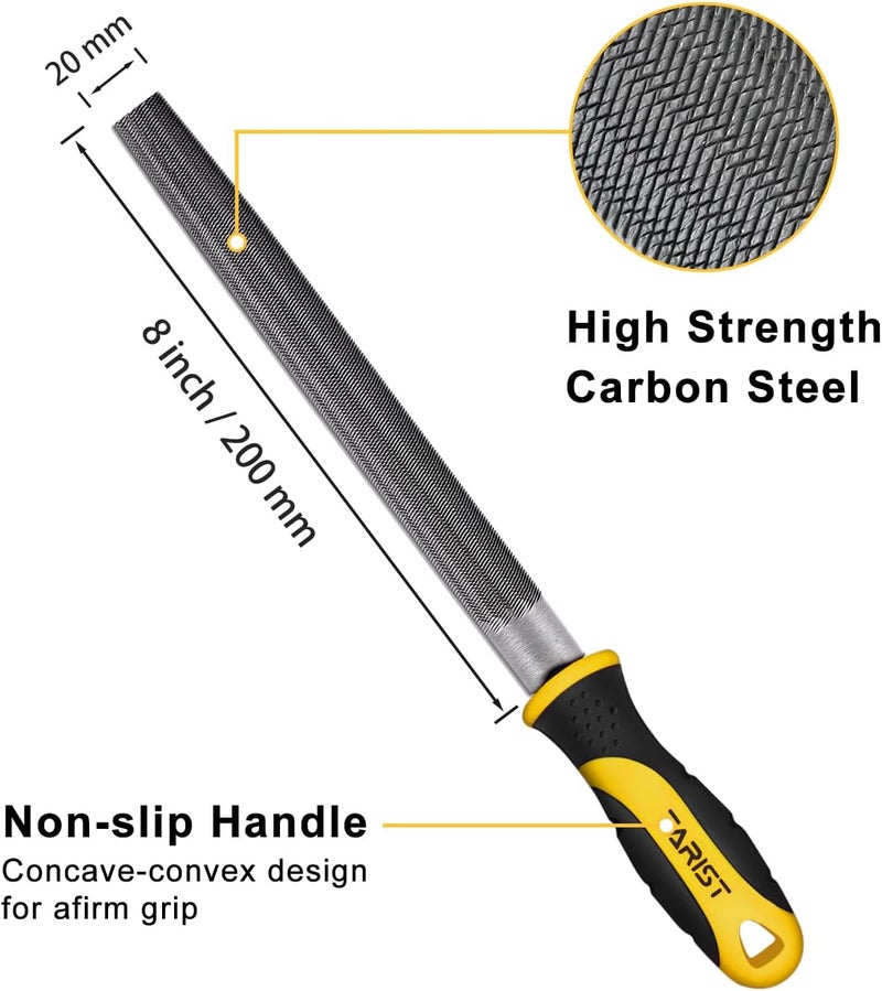 TARIST 8 inch Half Round Metal File, Professional Carbon Steel file, Tool Sharpener for Professionals and DIY - Image 1